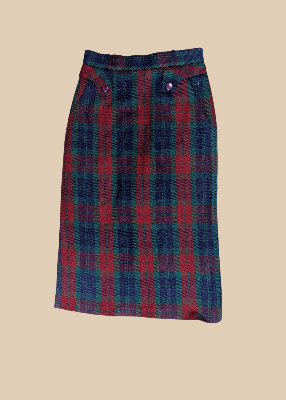80s Plaid Pencil Skirt With Bow Detail