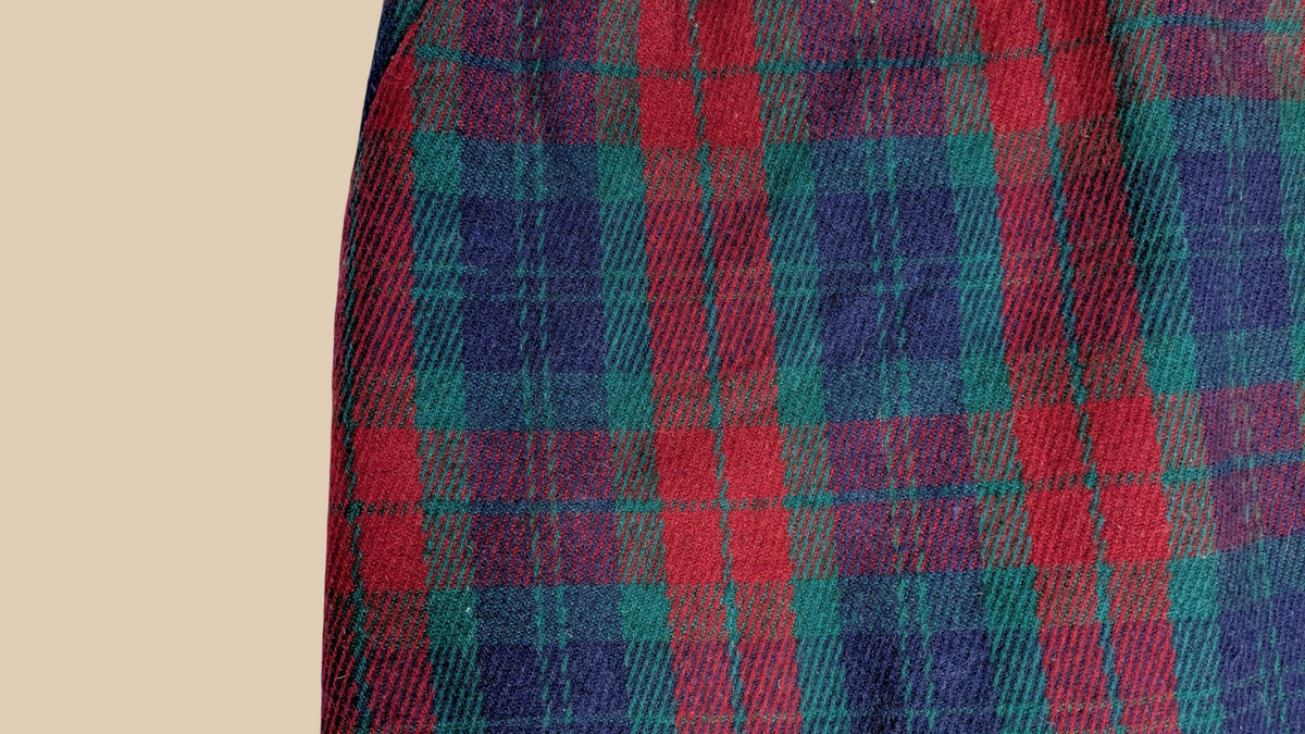 80s Plaid Pencil Skirt With Bow Detail