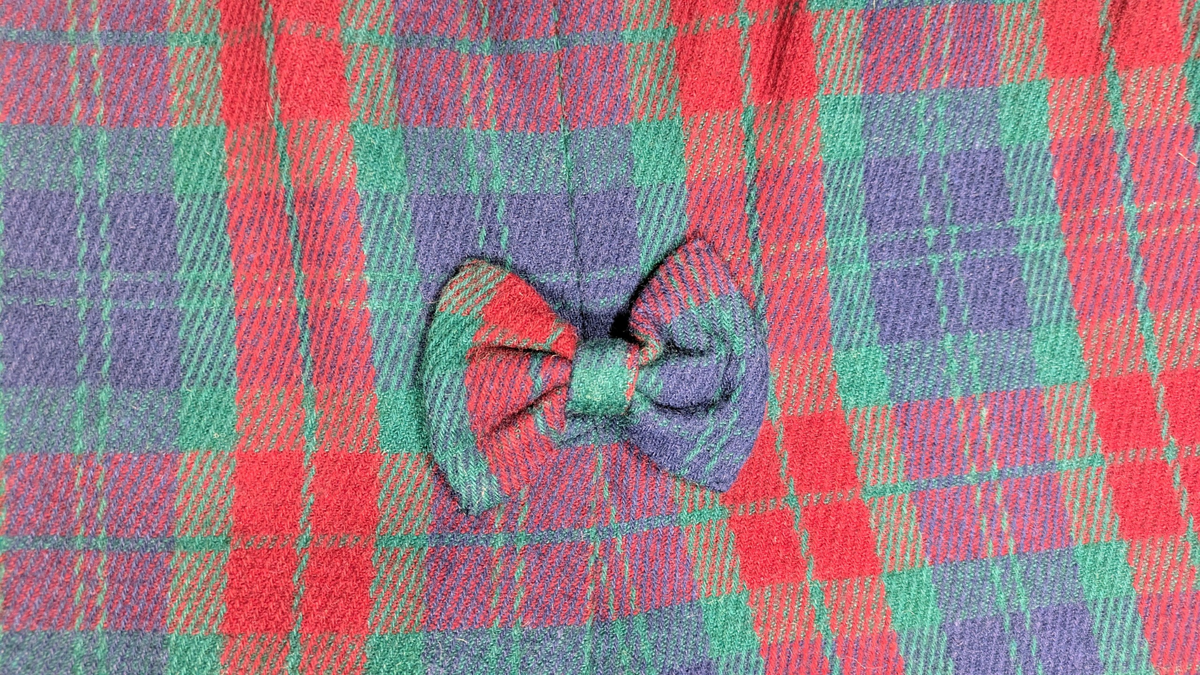 80s Plaid Pencil Skirt With Bow Detail