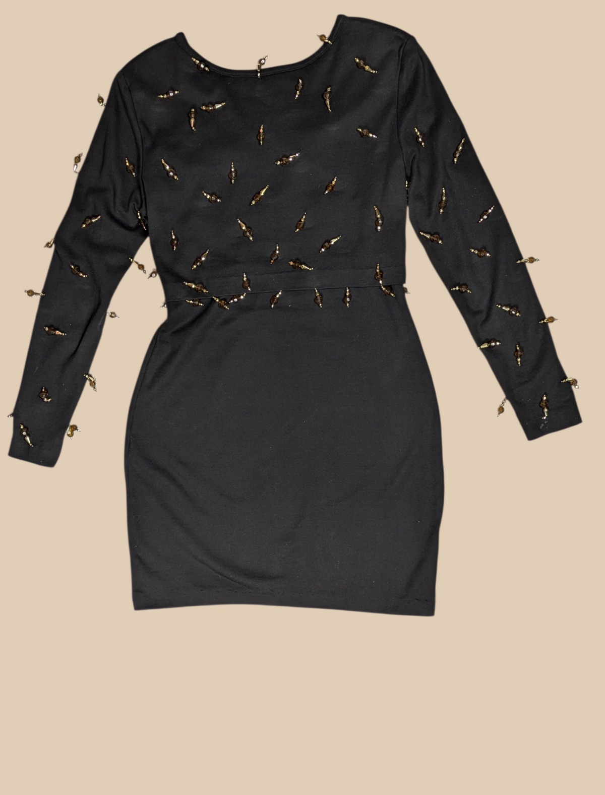 80s Laura Winston Black Mini Dress with Beading
