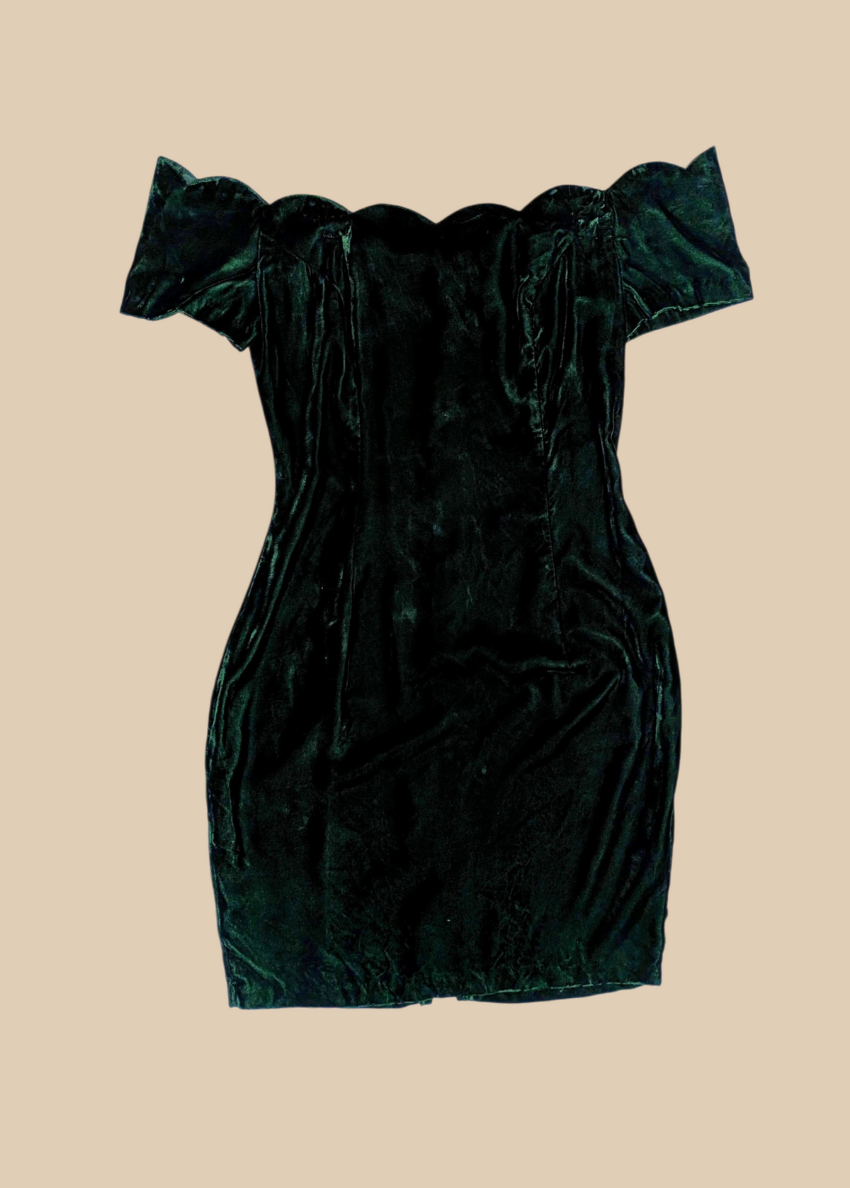 80s Roberta Green Velvet Off The Shoulder Mini Dress