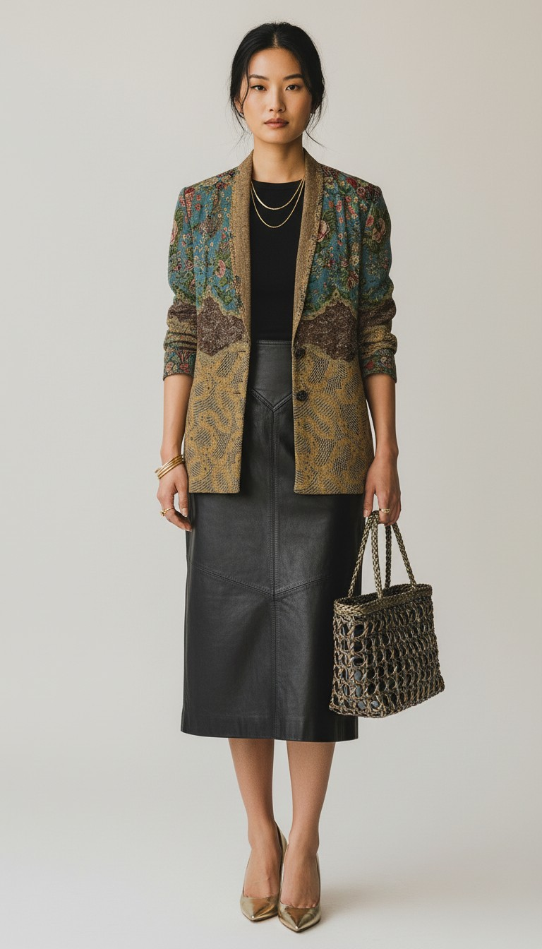 80s CL Carole Little Petite Mixed Pattern Blazer