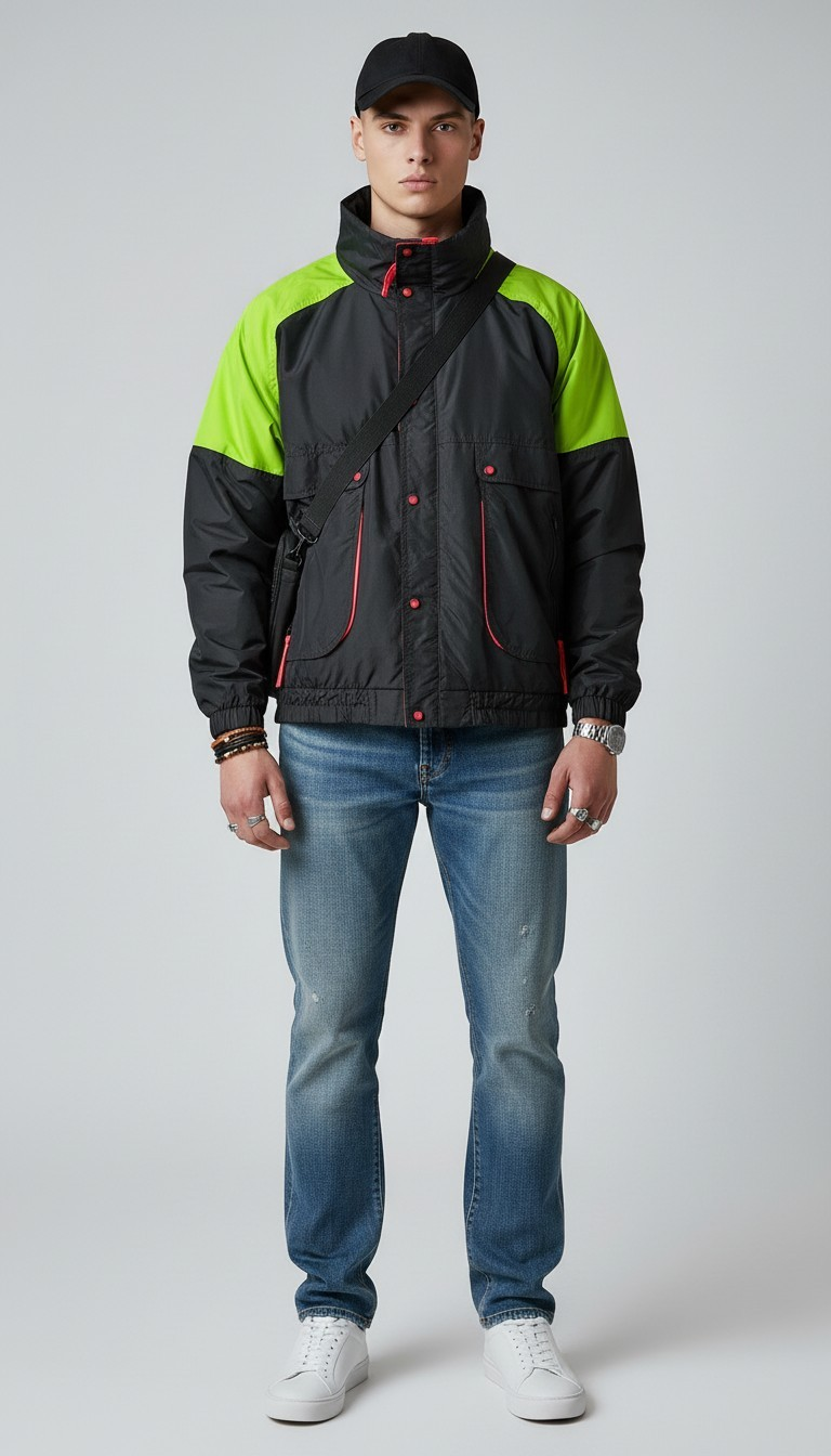 80s JCPenney Color-Block Windbreaker Jacket