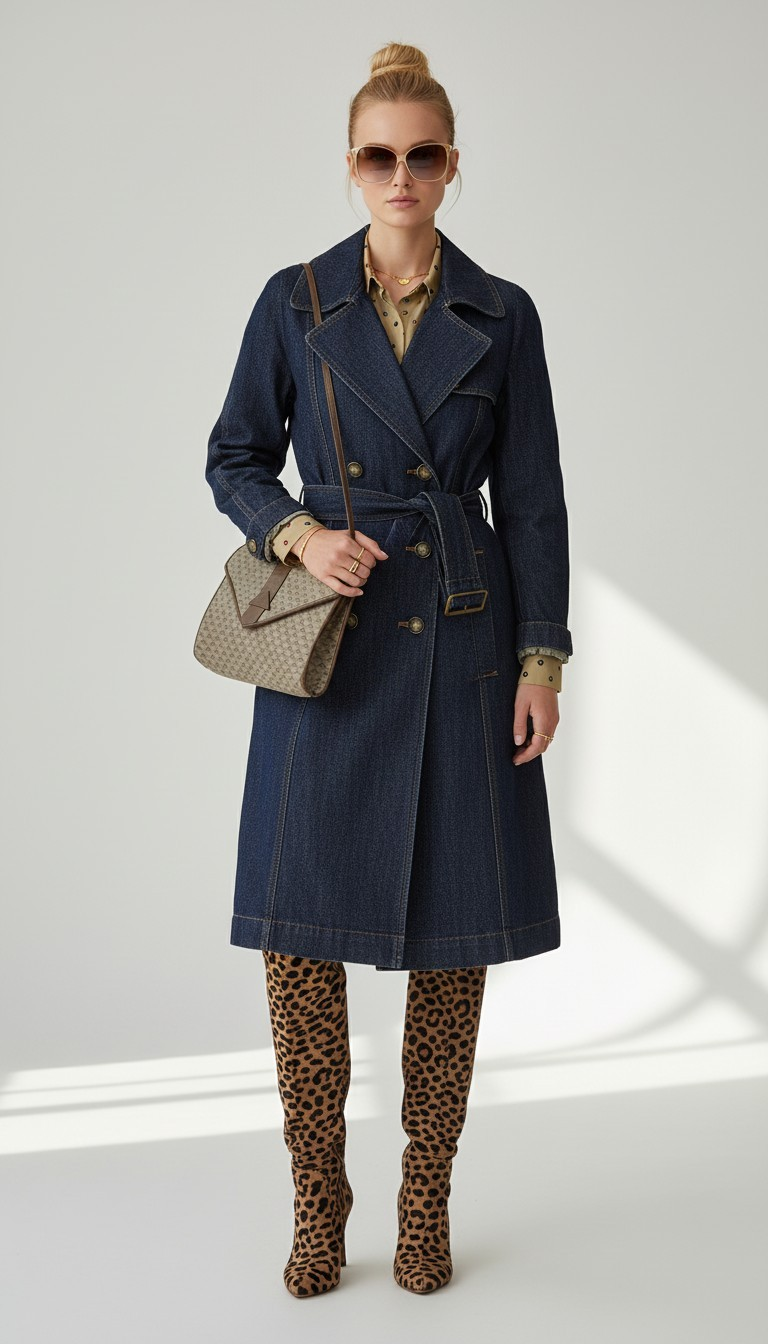 90s Old Navy Archive Dark Denim Trench Coat