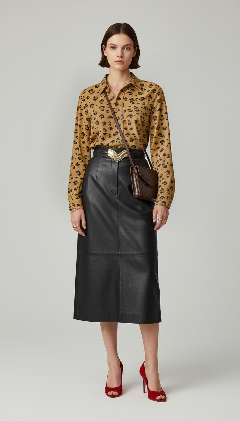 90s Studio 3000 Animal Print Blouse