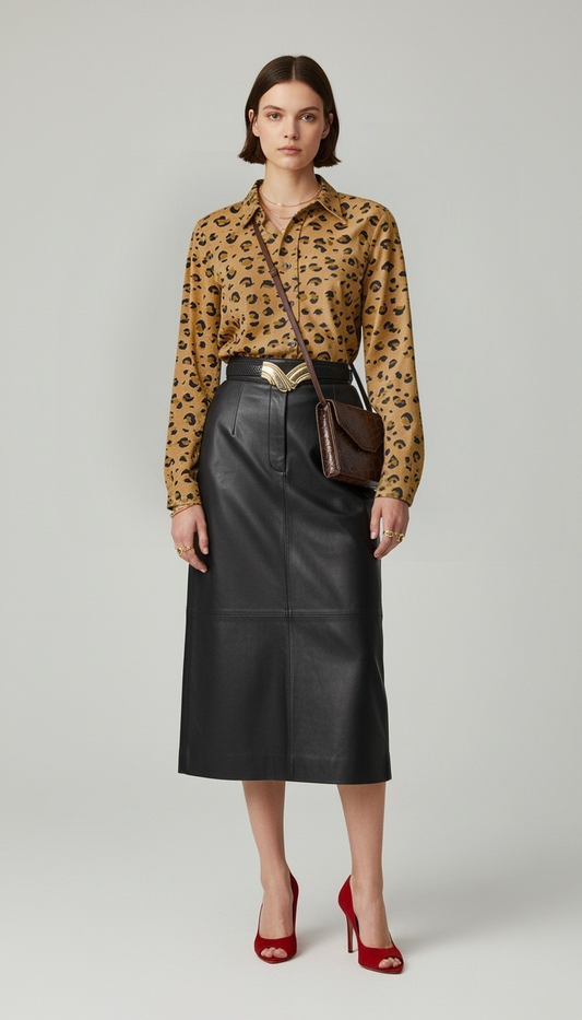 90s Studio 3000 Animal Print Blouse