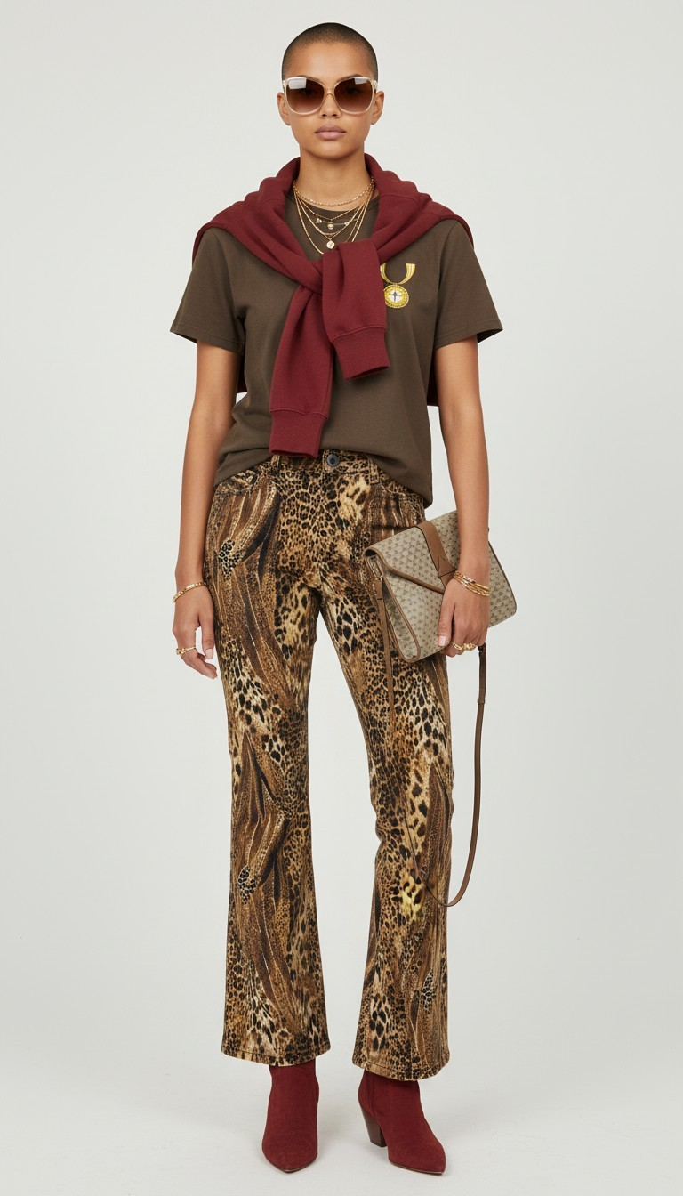 90s Bentley Arbuckle Animal Print Flare Pants