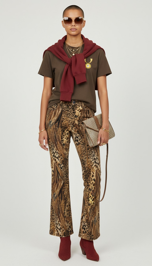 90s Bentley Arbuckle Animal Print Flare Pants