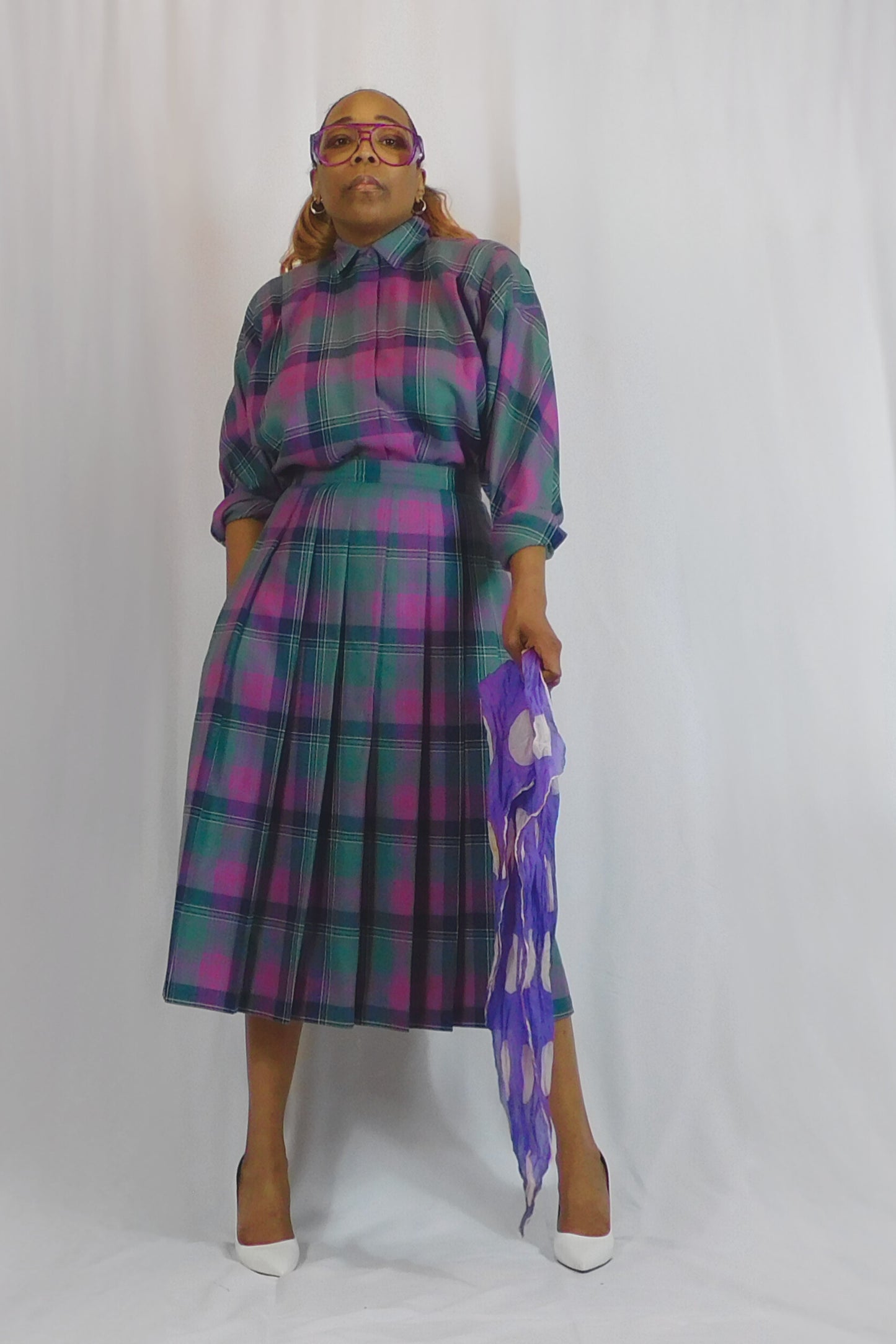 School Girl Chic Clan Crest Plaid Skirt Set