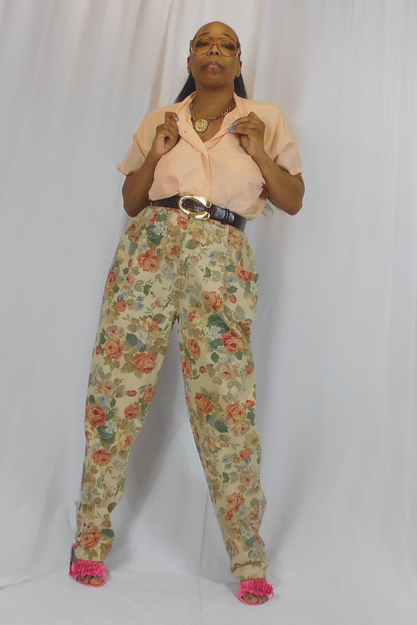 Pants of Flowers French Navv Floral Pants