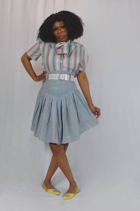 And Just Like That, FASHION! Striped High Waist Skirt