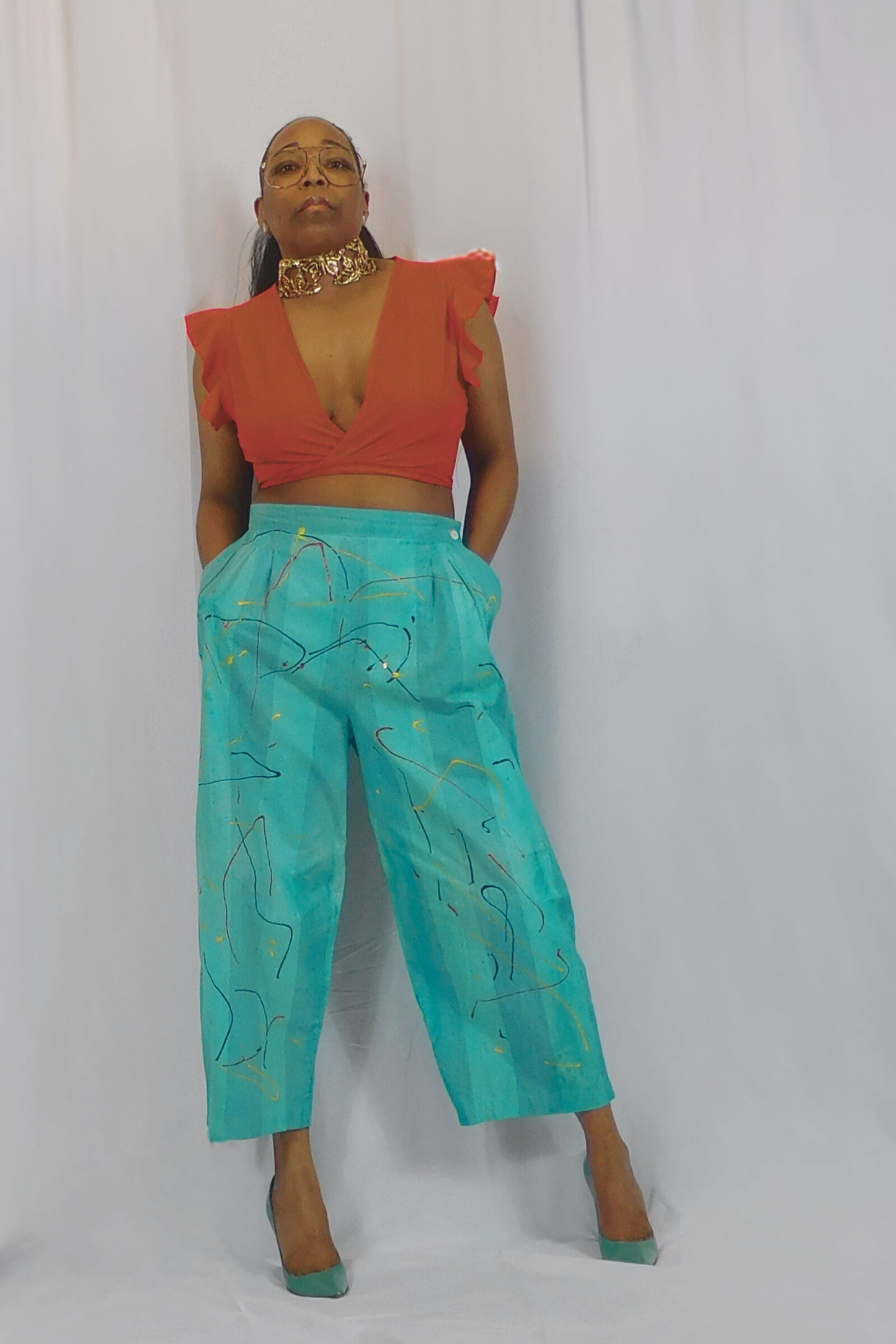 THE ARTIST COLLECTION B. Bronson Paint Splatter Wide Leg Pants