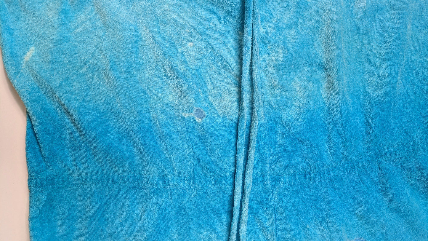 70s Tropical Escape Blue Terry Cloth Romper