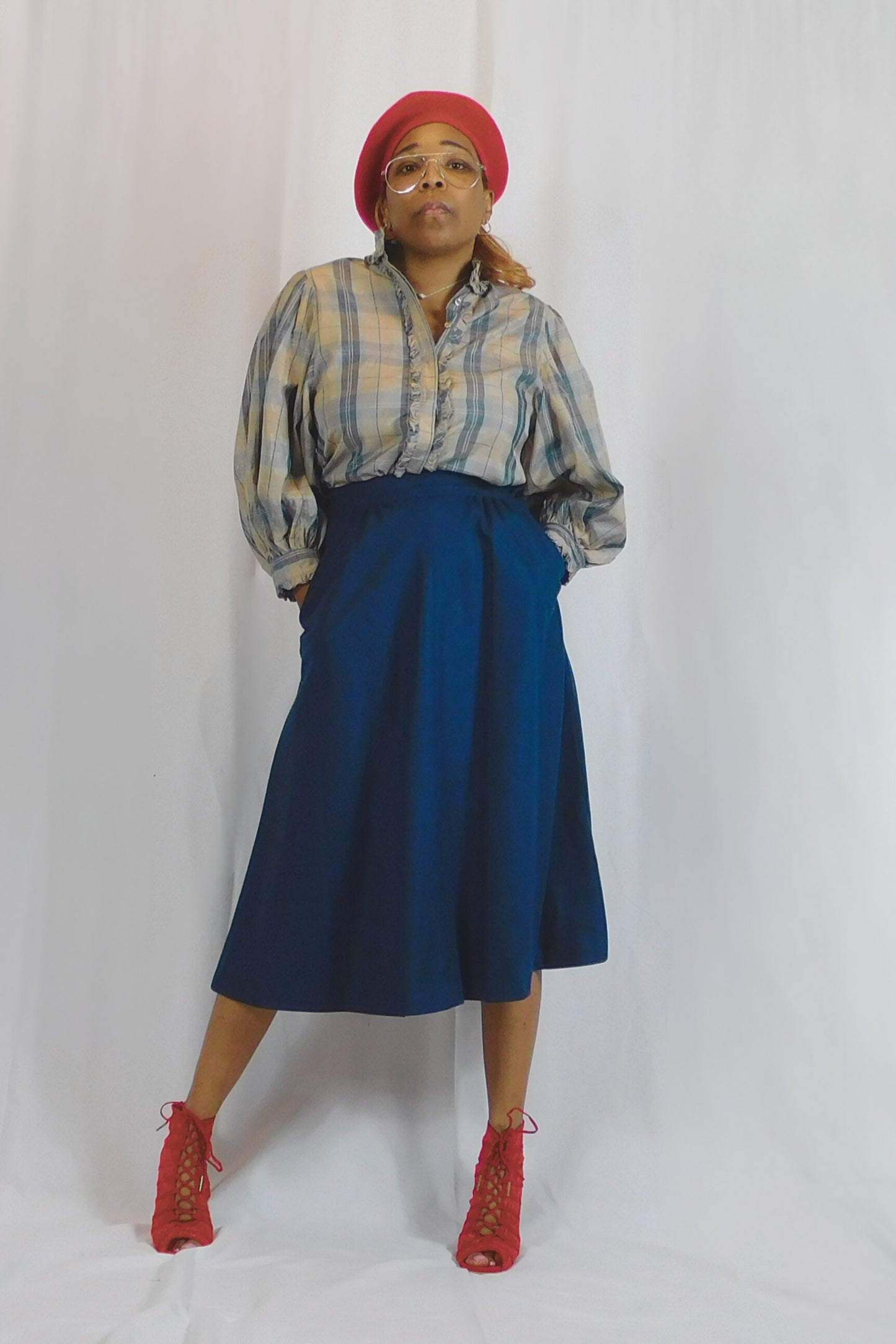 Very Cute, Very Demure, Very Dior!  Christian Dior Plaid Balloon Sleeve Blouse