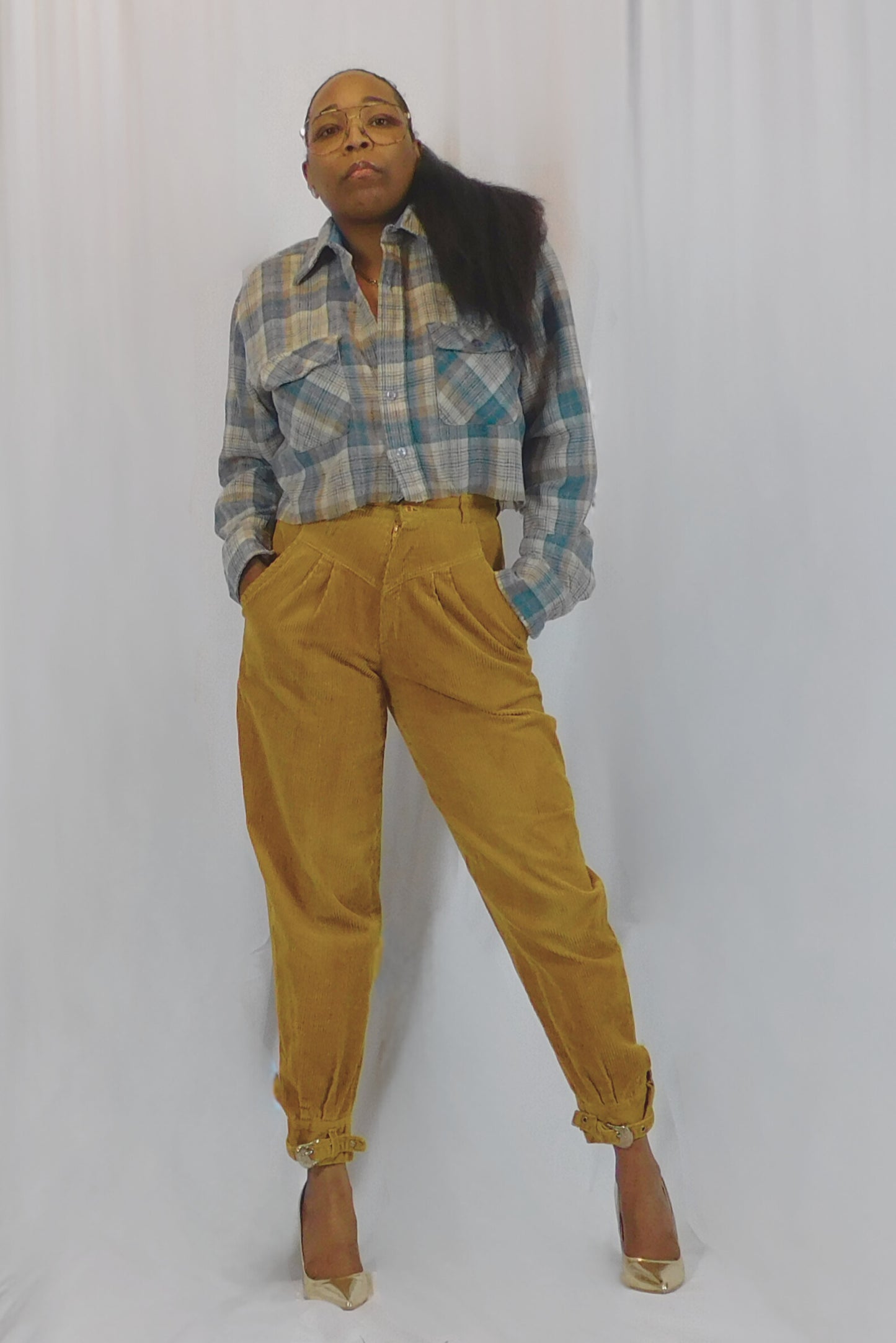 Caramel Sundae Rocco Corduroy Pant with Silver Buckle Ankle Detail