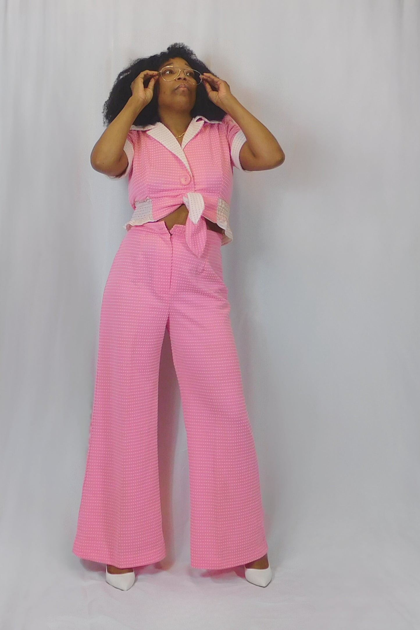 Sweet Lady JCPenny Wide Leg Pink and White Pant Set