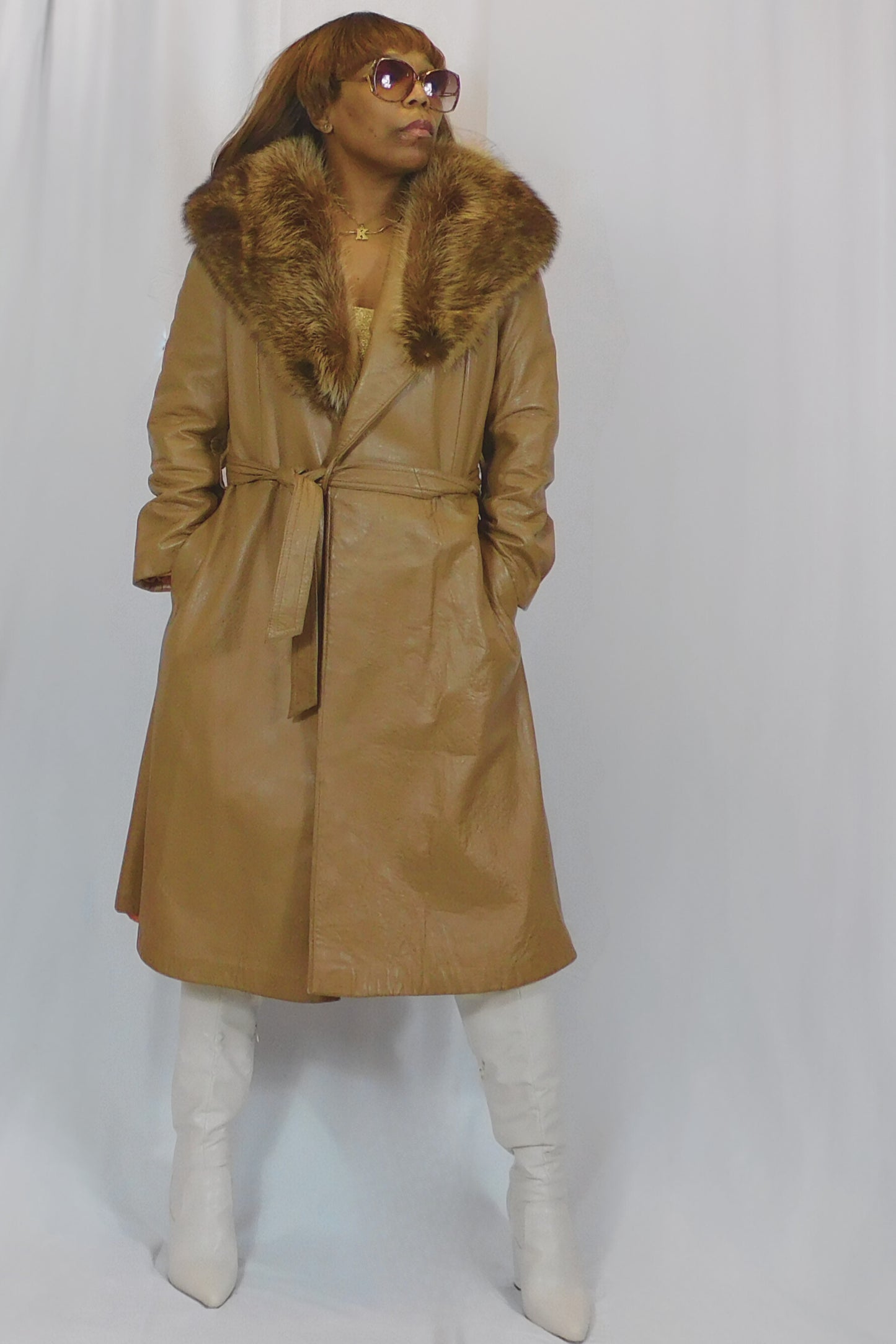 Groovy Glam Girl! Keira Leather Coat with Fur Collar