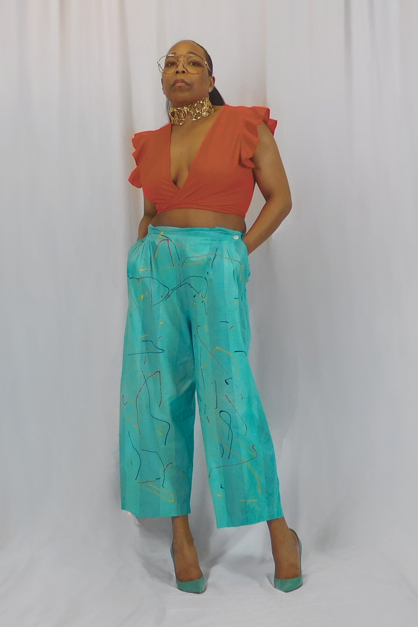 THE ARTIST COLLECTION B. Bronson Paint Splatter Wide Leg Pants