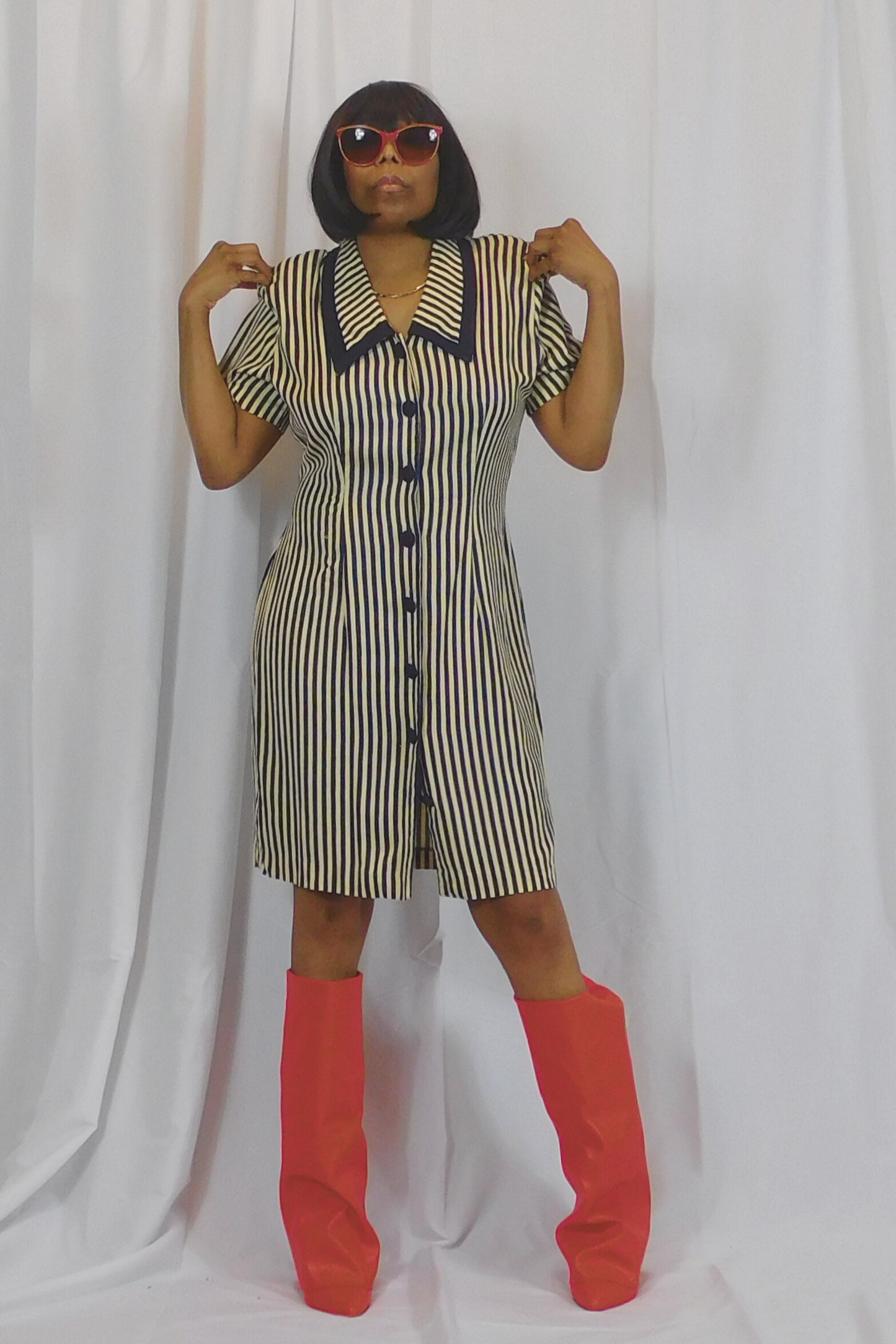 Earning My Stripes Dawn Joy Button Front Dress