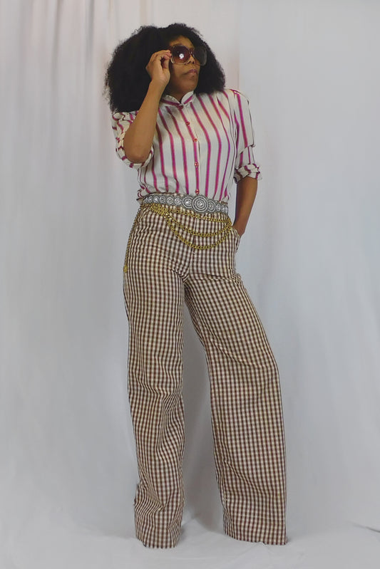 She Get It From Her Mama! Gingham Bellbottom Pants