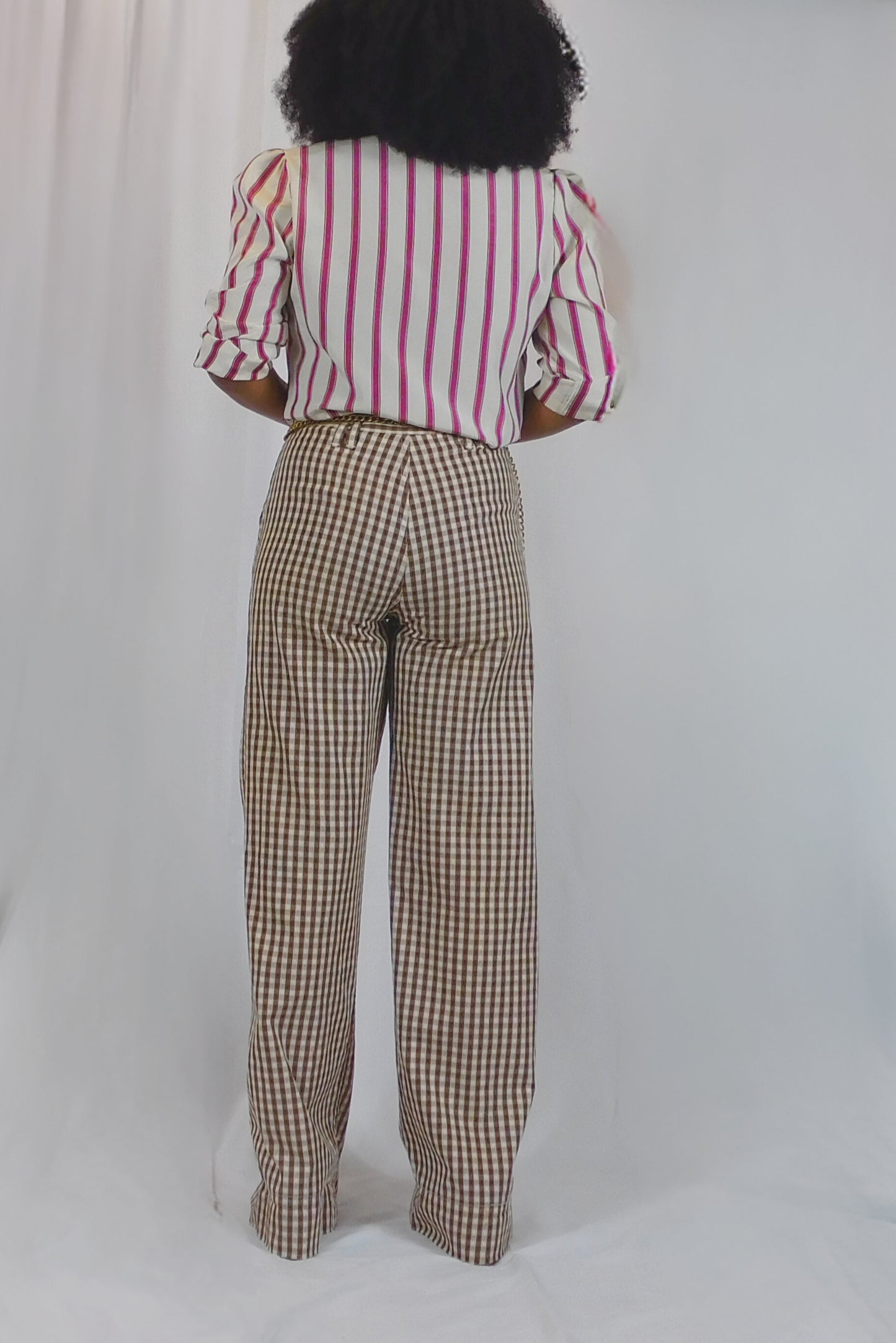 She Get It From Her Mama! Gingham Bellbottom Pants