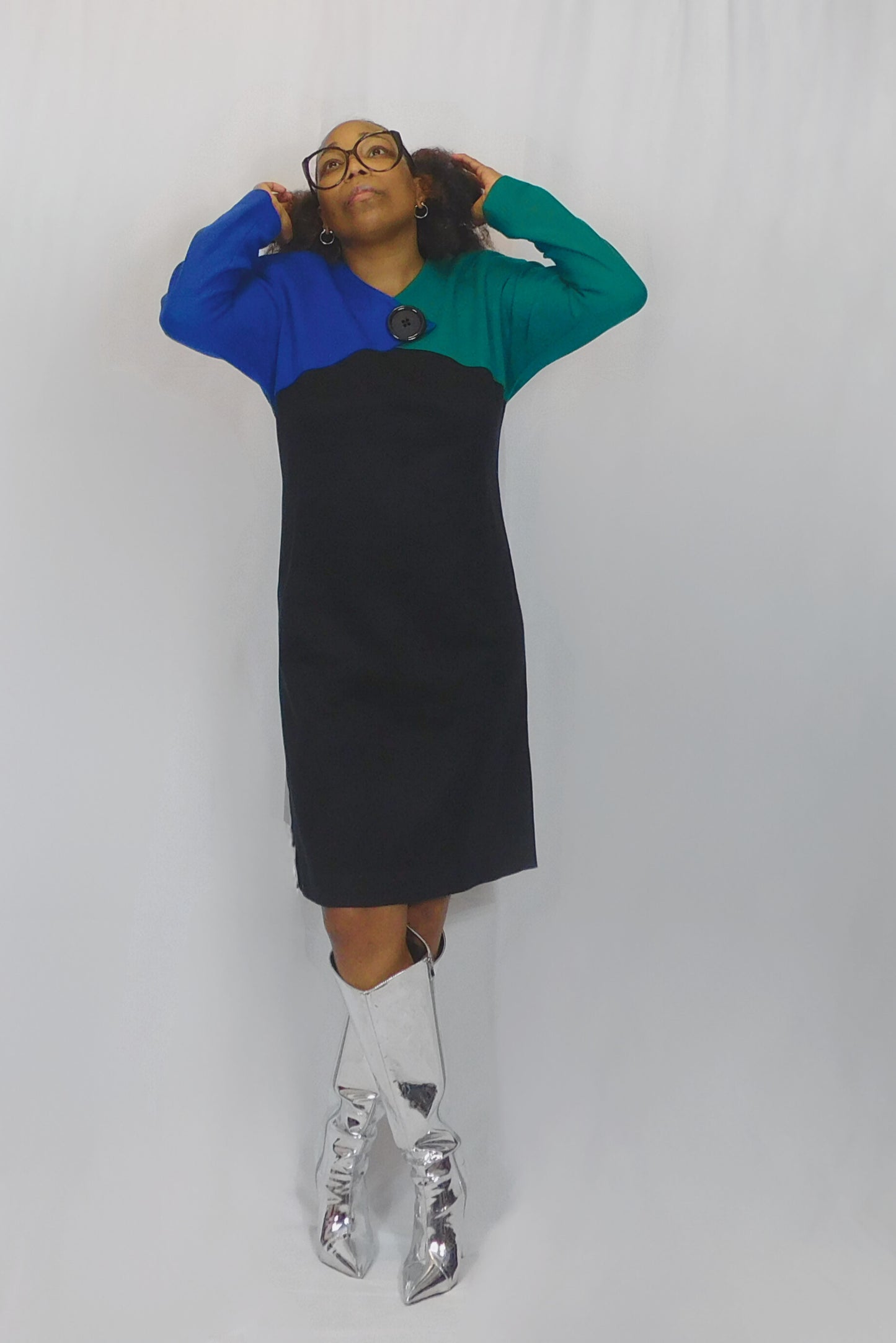 Button Me Up Jessica Howard Color Block Knit Dress