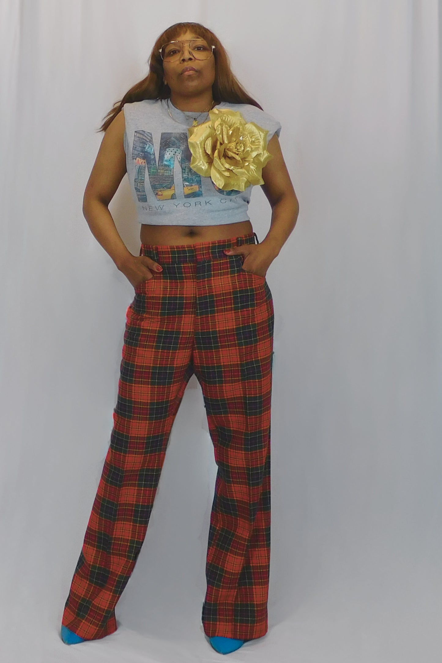 Country Club Chic Plaid Bellbottom Pants