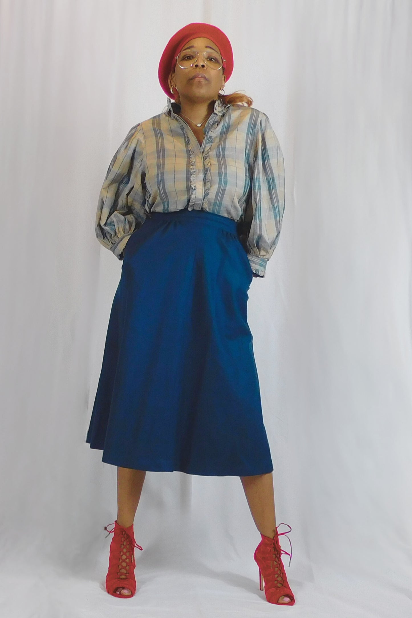 Very Cute, Very Demure, Very Dior!  Christian Dior Plaid Balloon Sleeve Blouse