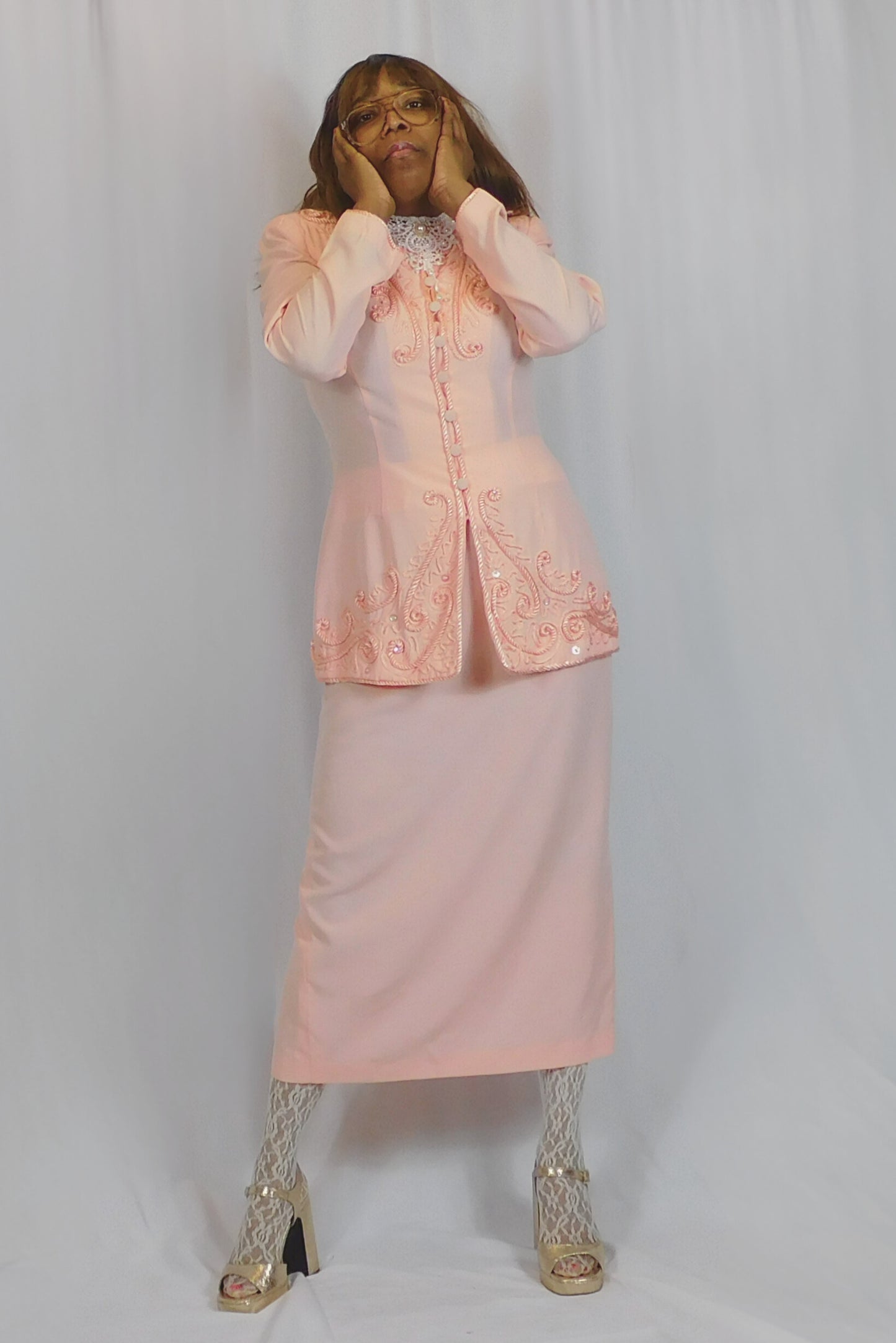 Channeling Dom Dev Sarah Elizabeth Pink Skirt Set