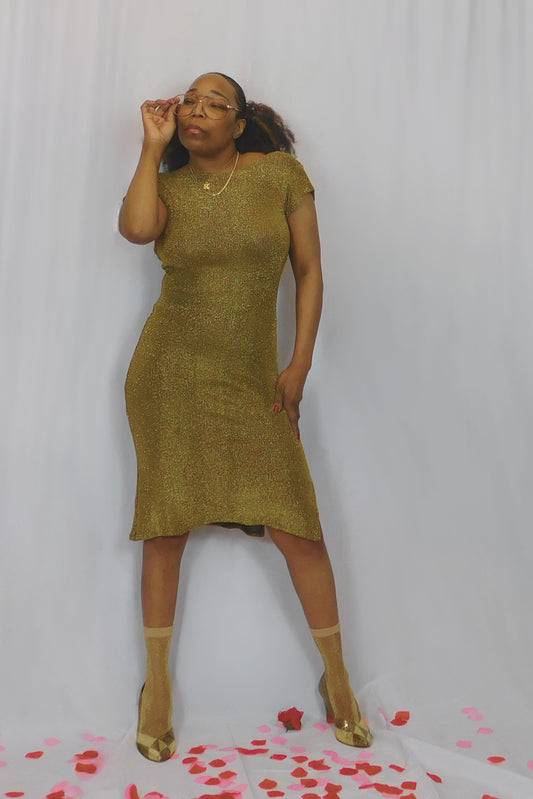 I'm The Prize Tracy! Metallic Gold Bodycon Dress