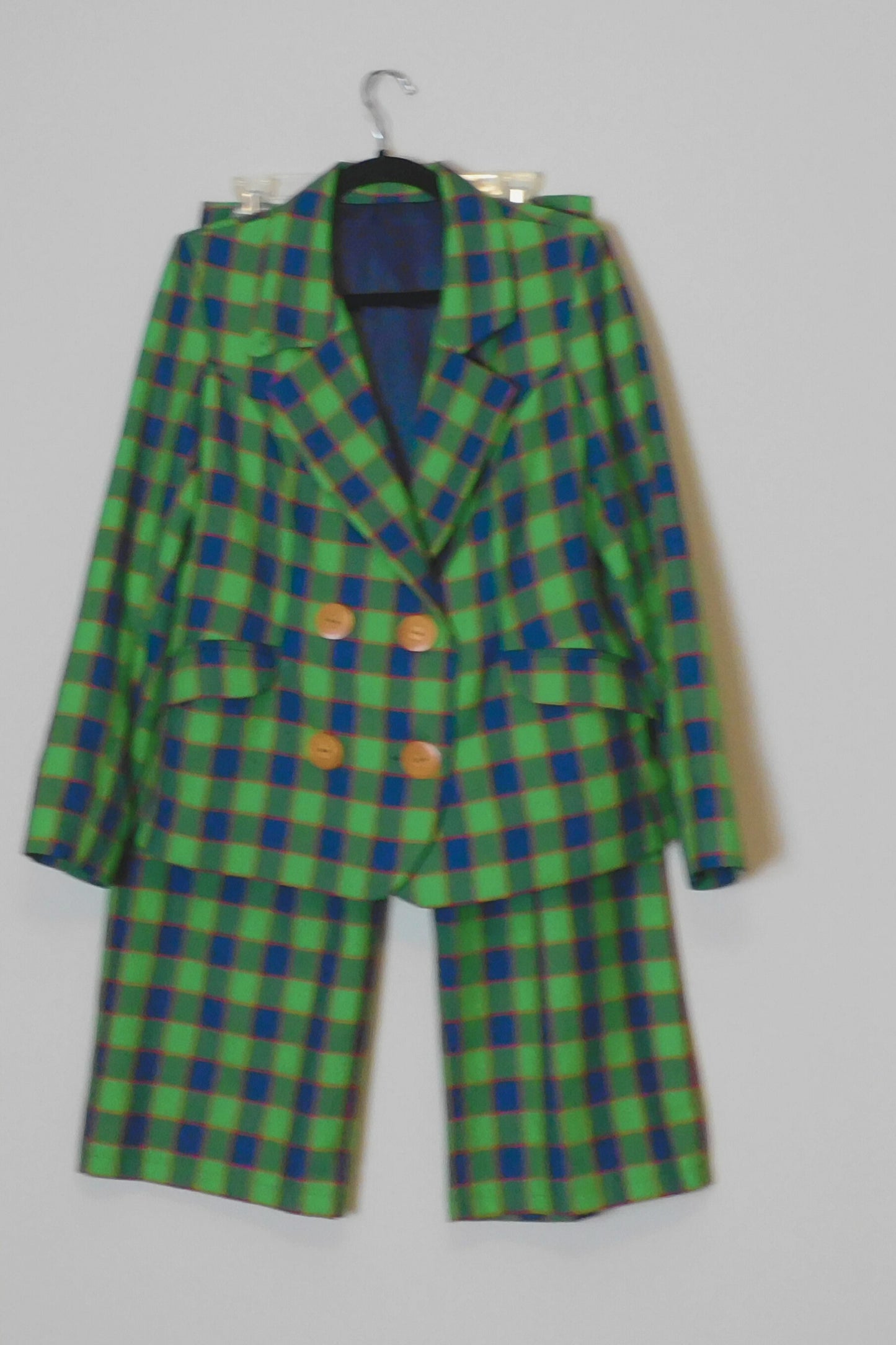 All Plaided Up Classic Plaid Double Breasted Suiy