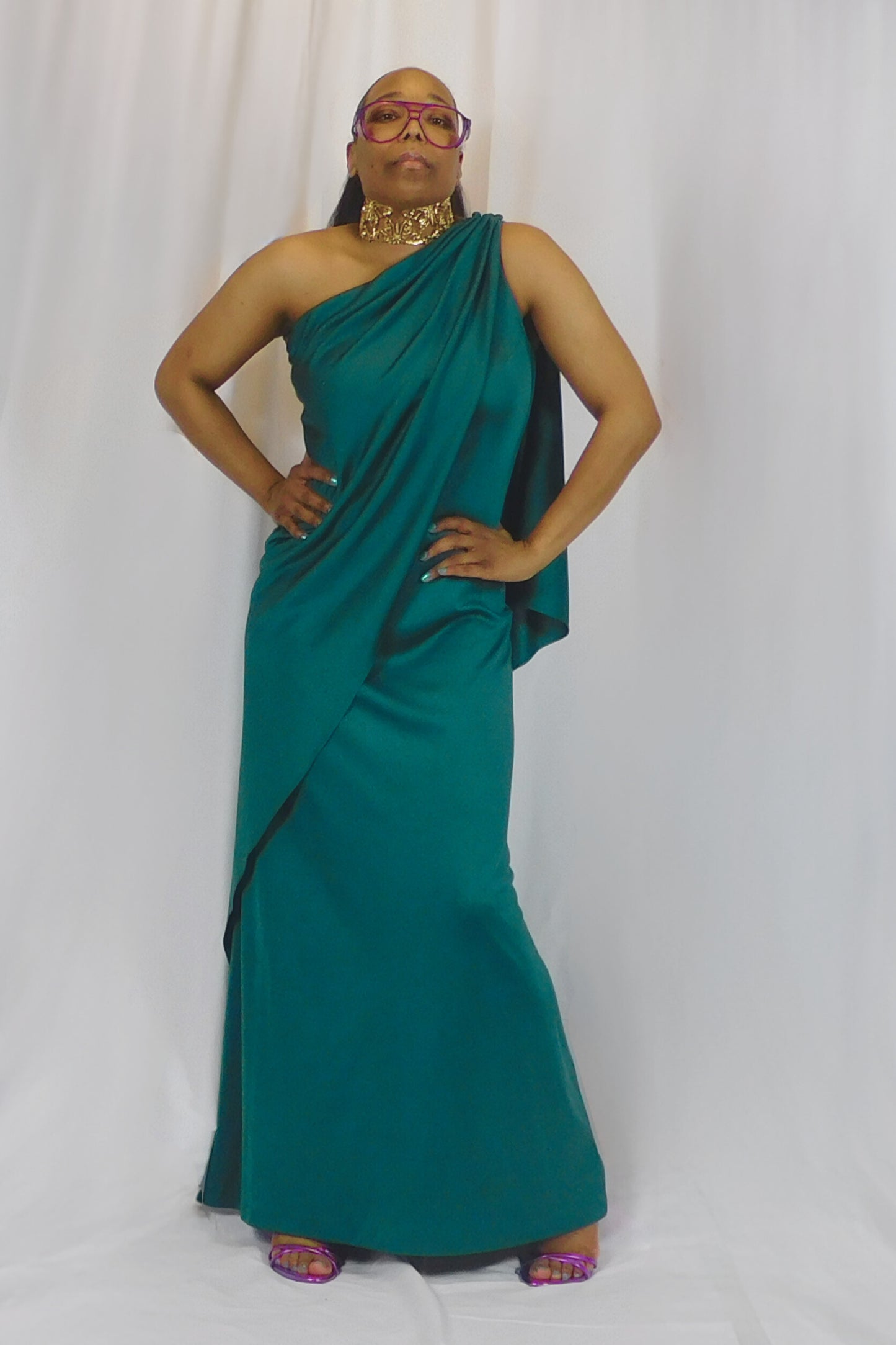 Grecian Disco Diva One Shoulder Dress