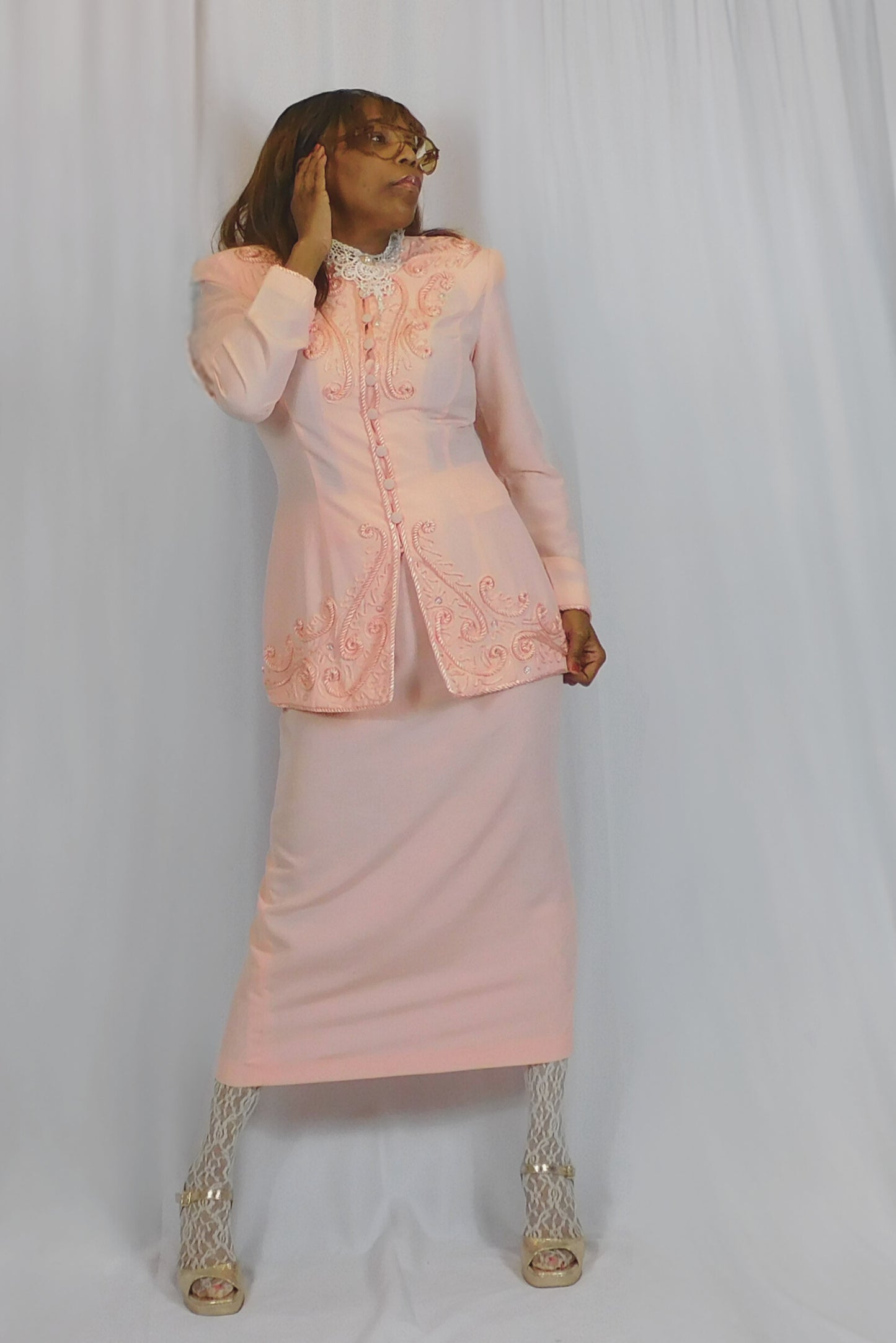 Channeling Dom Dev Sarah Elizabeth Pink Skirt Set