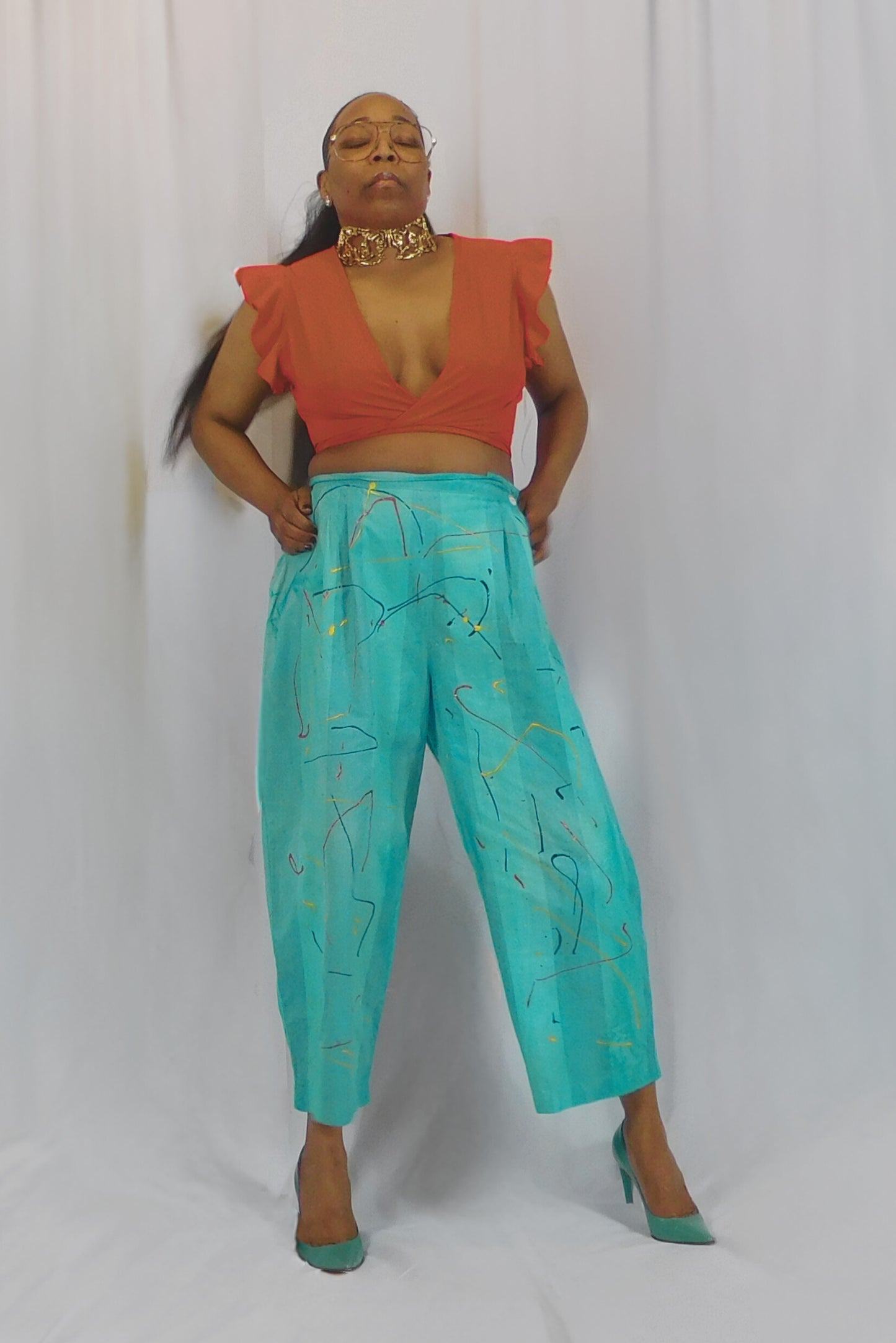 THE ARTIST COLLECTION B. Bronson Paint Splatter Wide Leg Pants