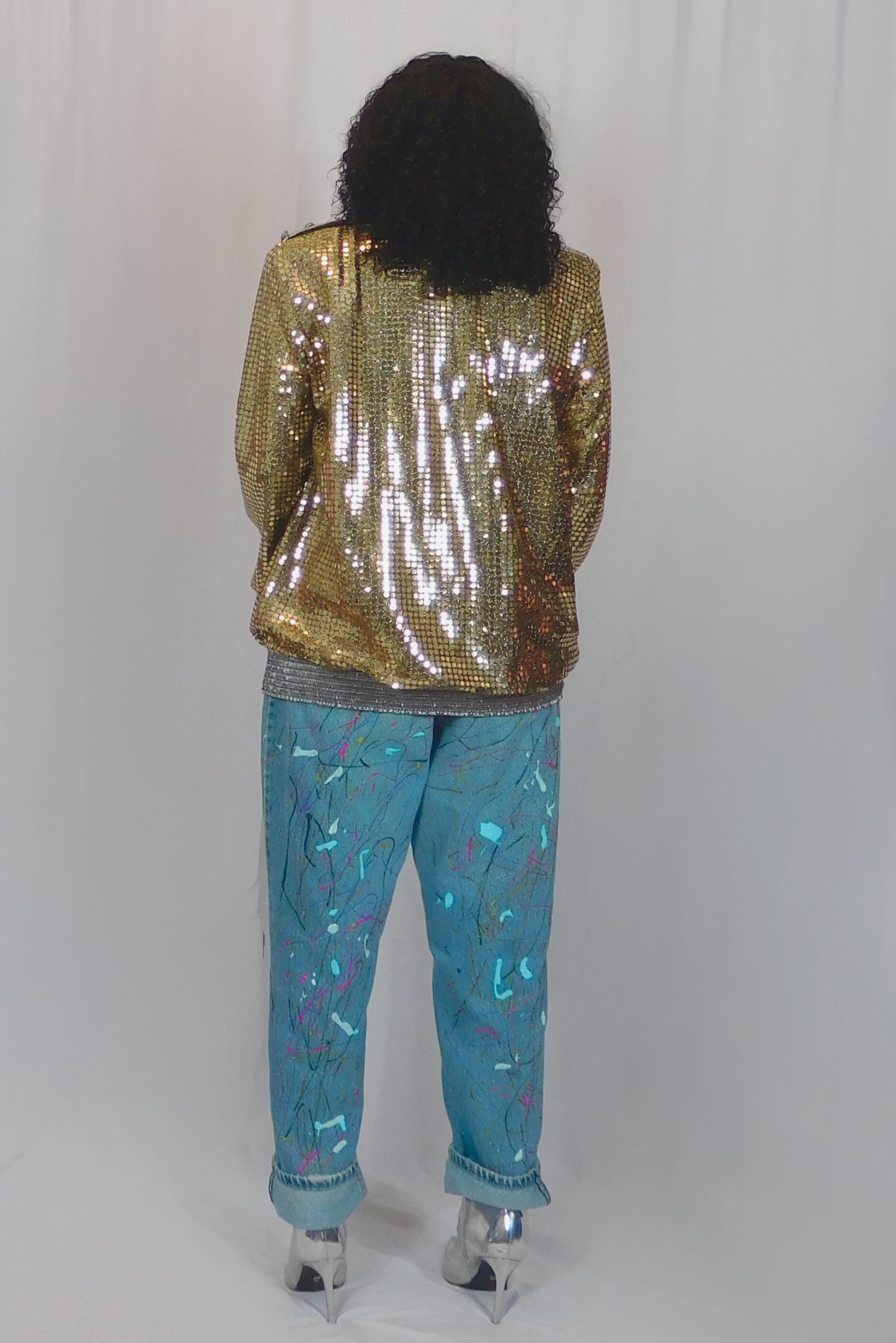 I'm Your Disco Queen three flaggs Gold and Silver Sequin Top