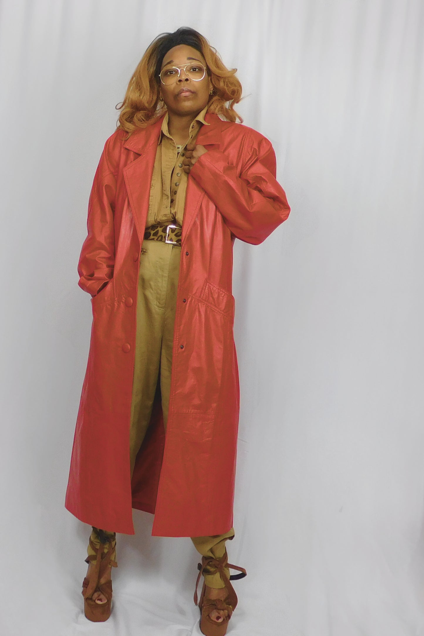 Red Hot To Handle Comint Leather Trench Coat