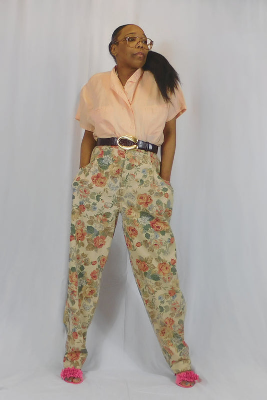 Pants of Flowers French Navv Floral Pants