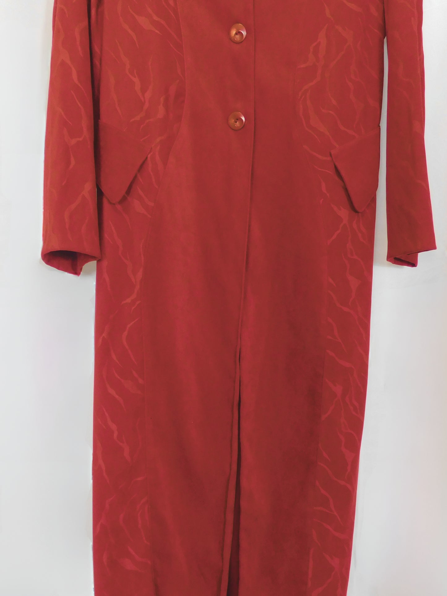 Lady in Red First Lady Long Duster Coat with Zebra Print Detail