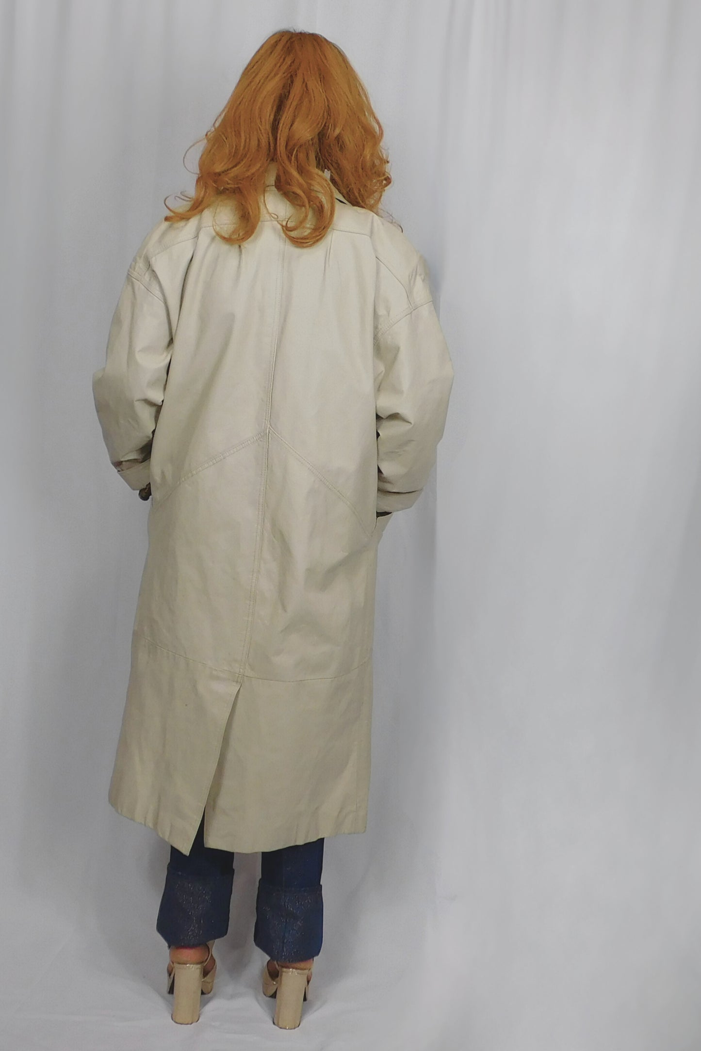 Not A Neutral Girlie Jacqeline Ferrar Cream Leather Trench Coat