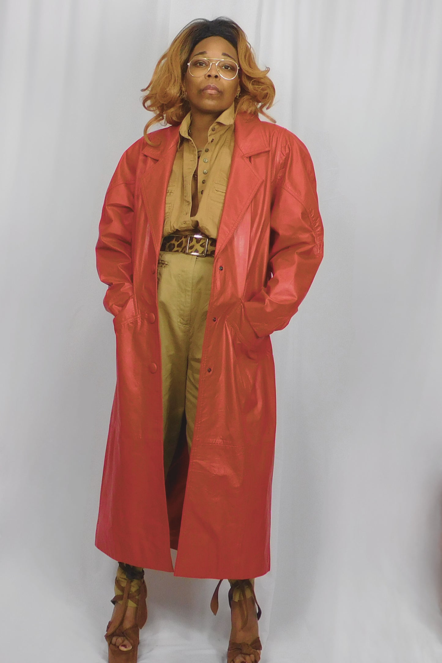 Red Hot To Handle Comint Leather Trench Coat