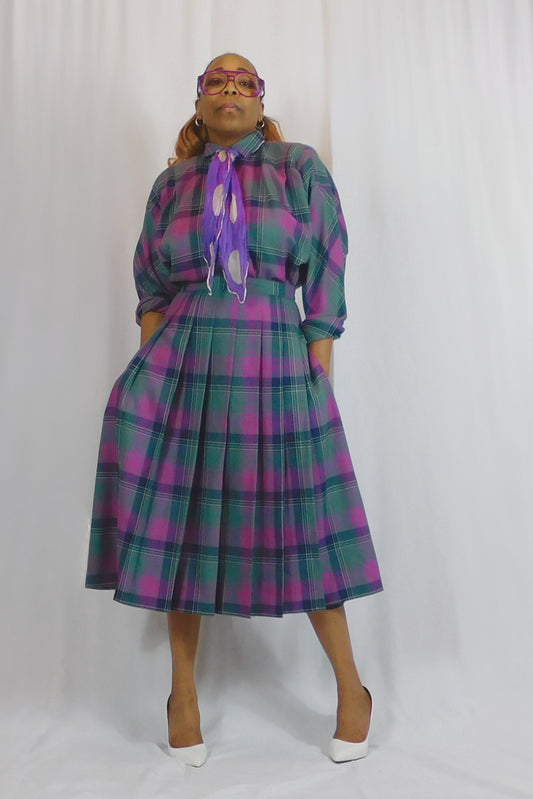 School Girl Chic Clan Crest Plaid Skirt Set