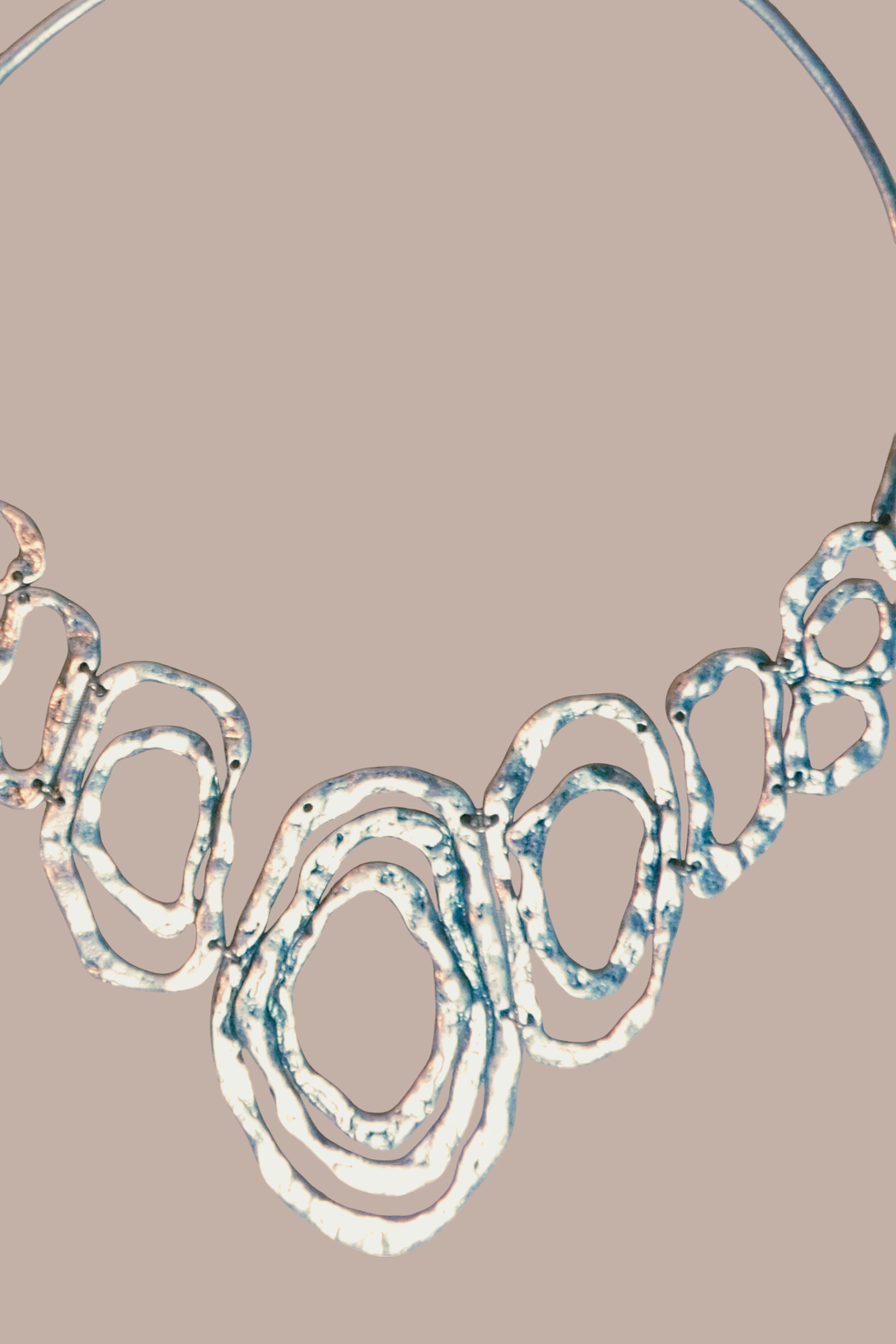 Hammered Silver Statement Necklace