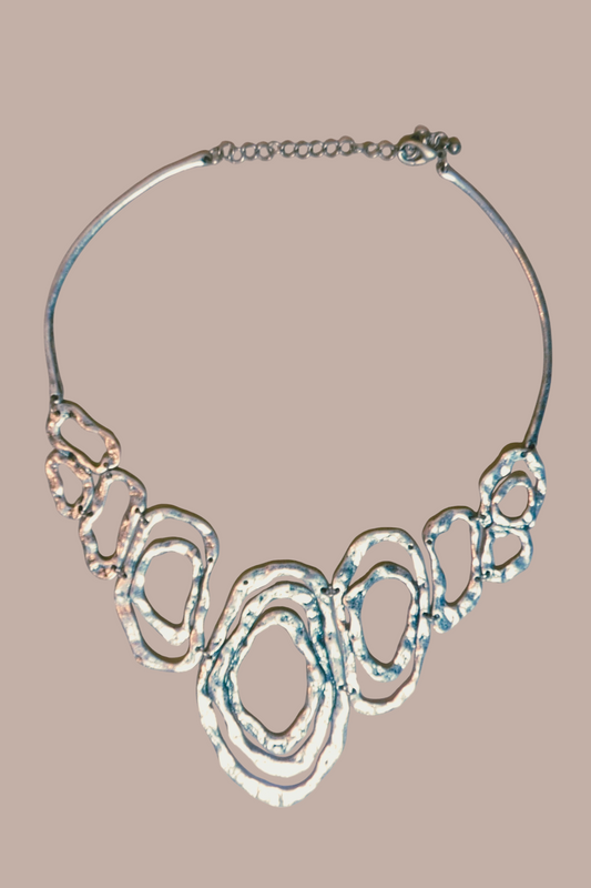 Hammered Silver Statement Necklace