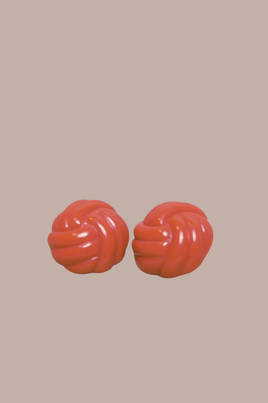 80s Red Button Statement Earrings