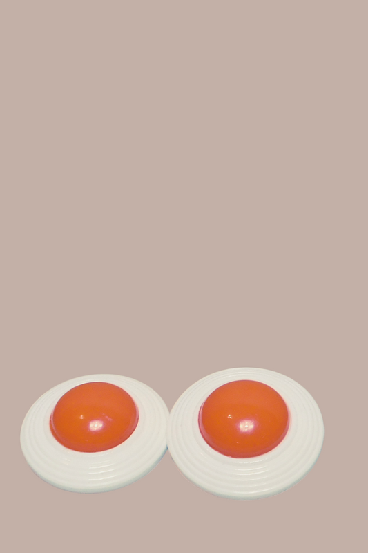 80s White and Red Statement Earrings