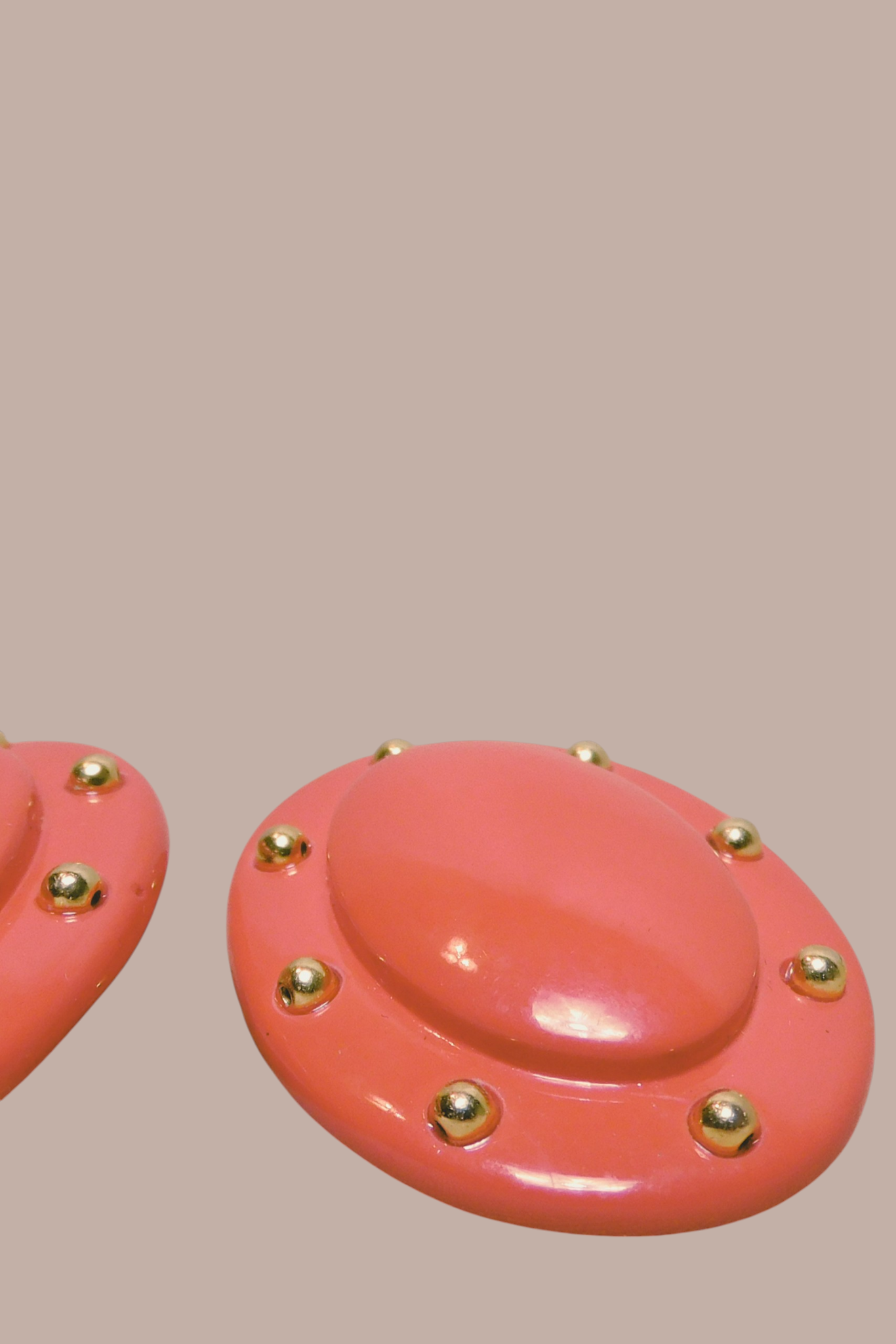 80s Red Statement Earrings with Gold Studs