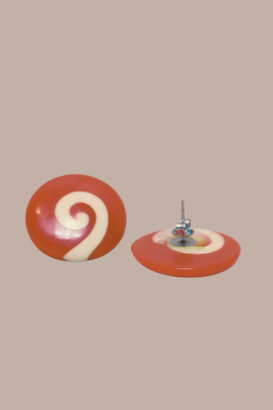 80s Red Swirl Earrings