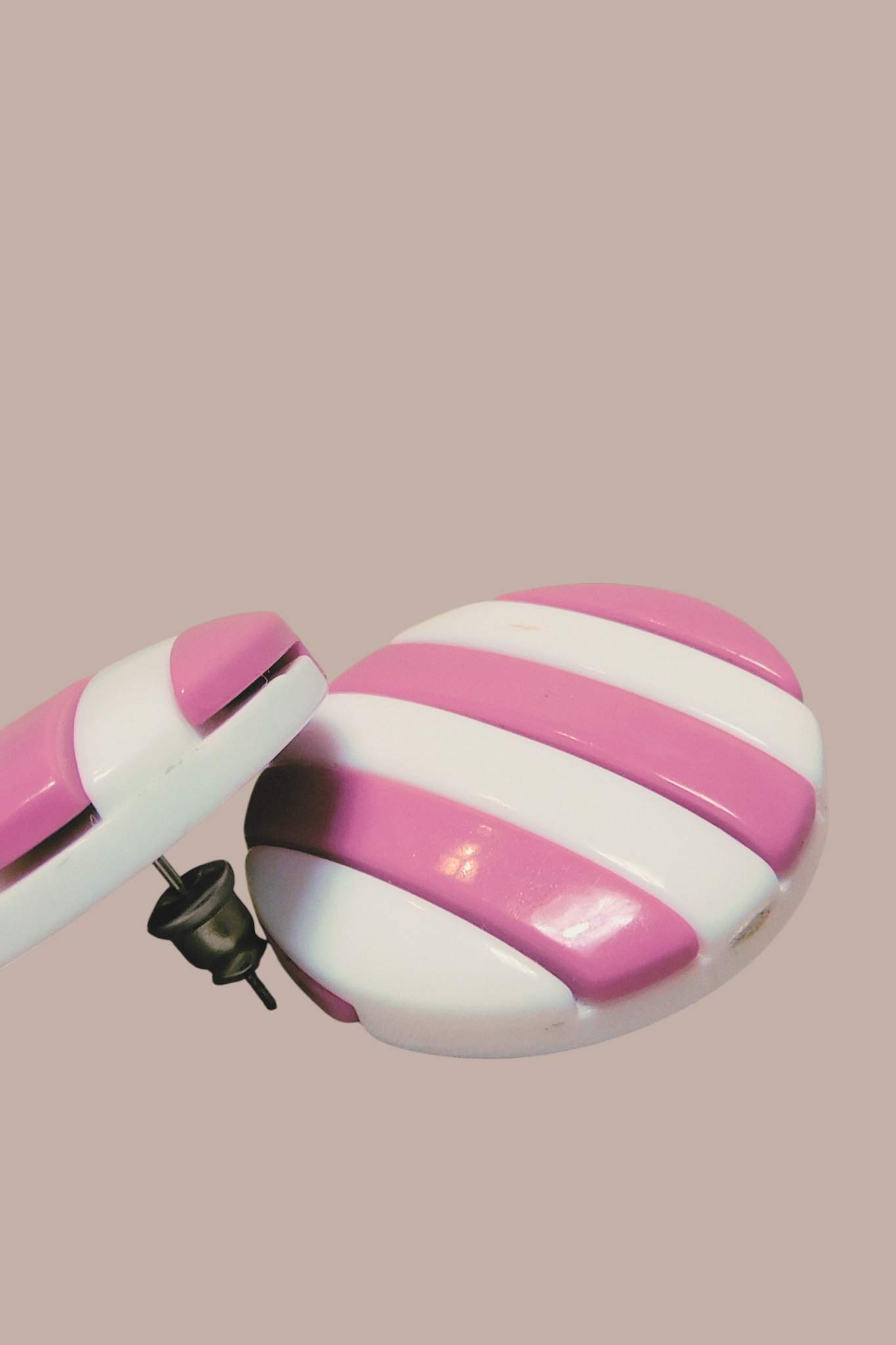 80s White and Purple Striped Earrings