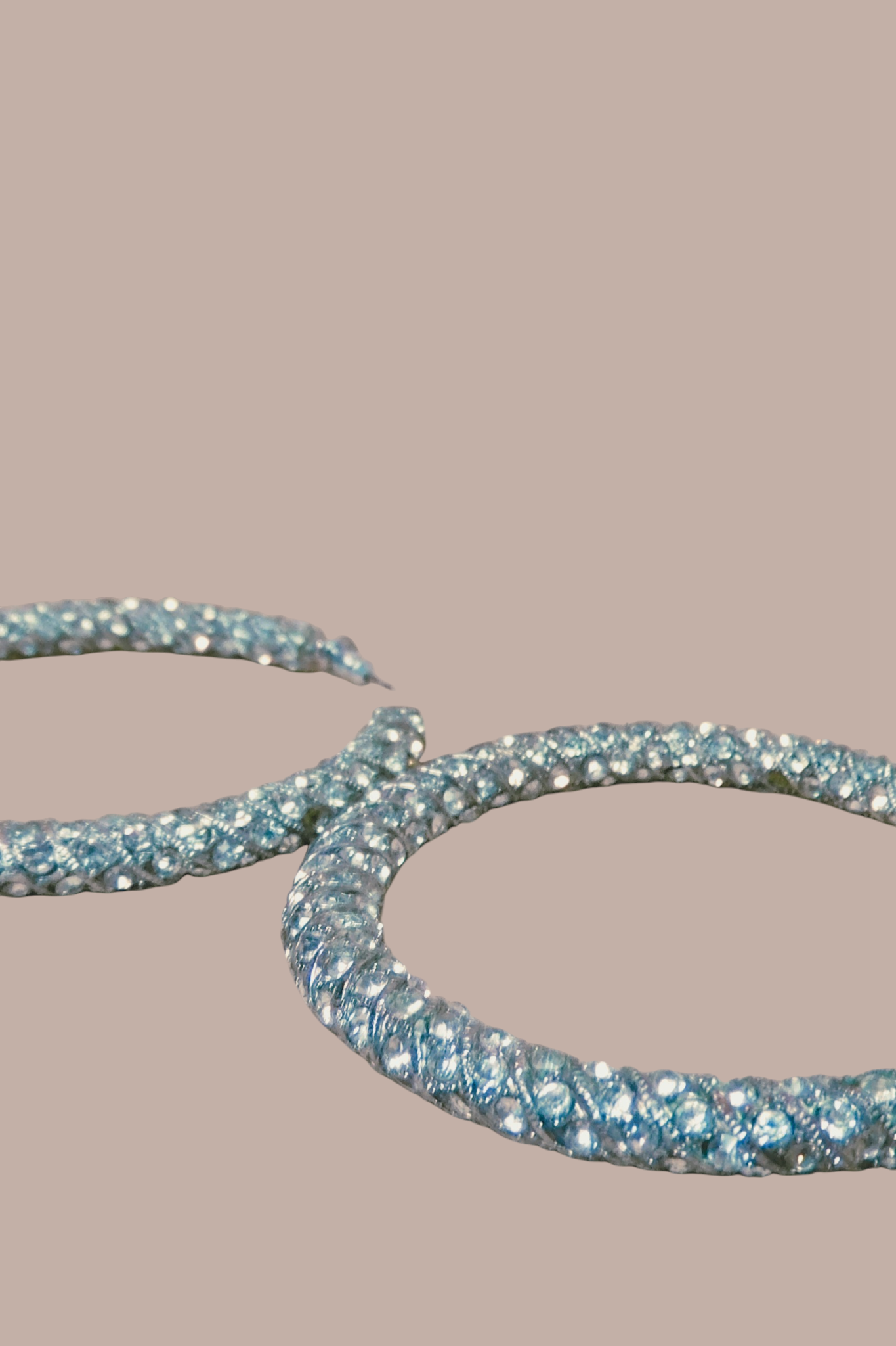 Large Rhinestone Silver Hoop Earrings