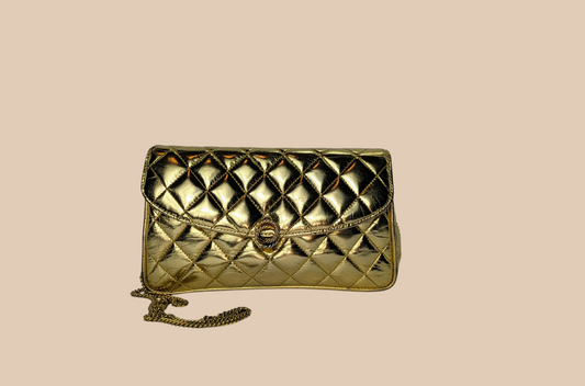 80s Gold Quilted Shoulder Bag